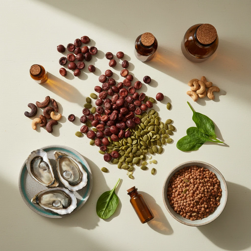 Saw palmetto, pumpkin seeds and zinc-rich foods - zinc and plant extracts for men's reproductive wellbeing
